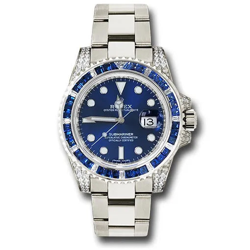 Submariner Date 116659 SABR 18K White Gold Diamonds Sapphires Unworn Signature Luxury Watch