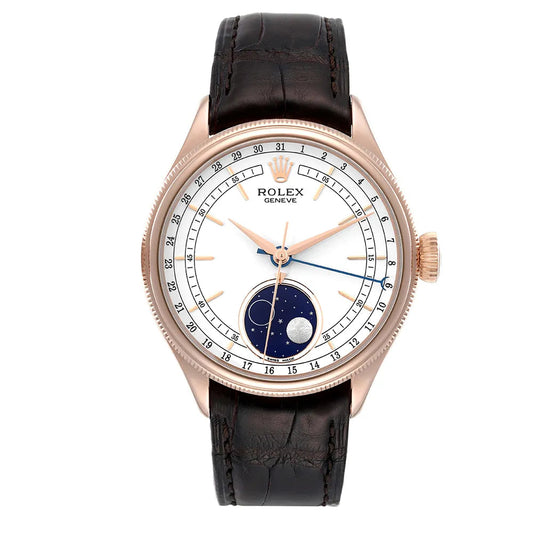 Cellini Moonphase White Dial Rose Gold 39mm Men's Watch 50535 New Luxury Selection