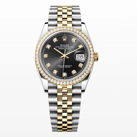 Women's Gold Datejust Watch 16233 40mm Black Dial Jubilee Band New Refined Edition